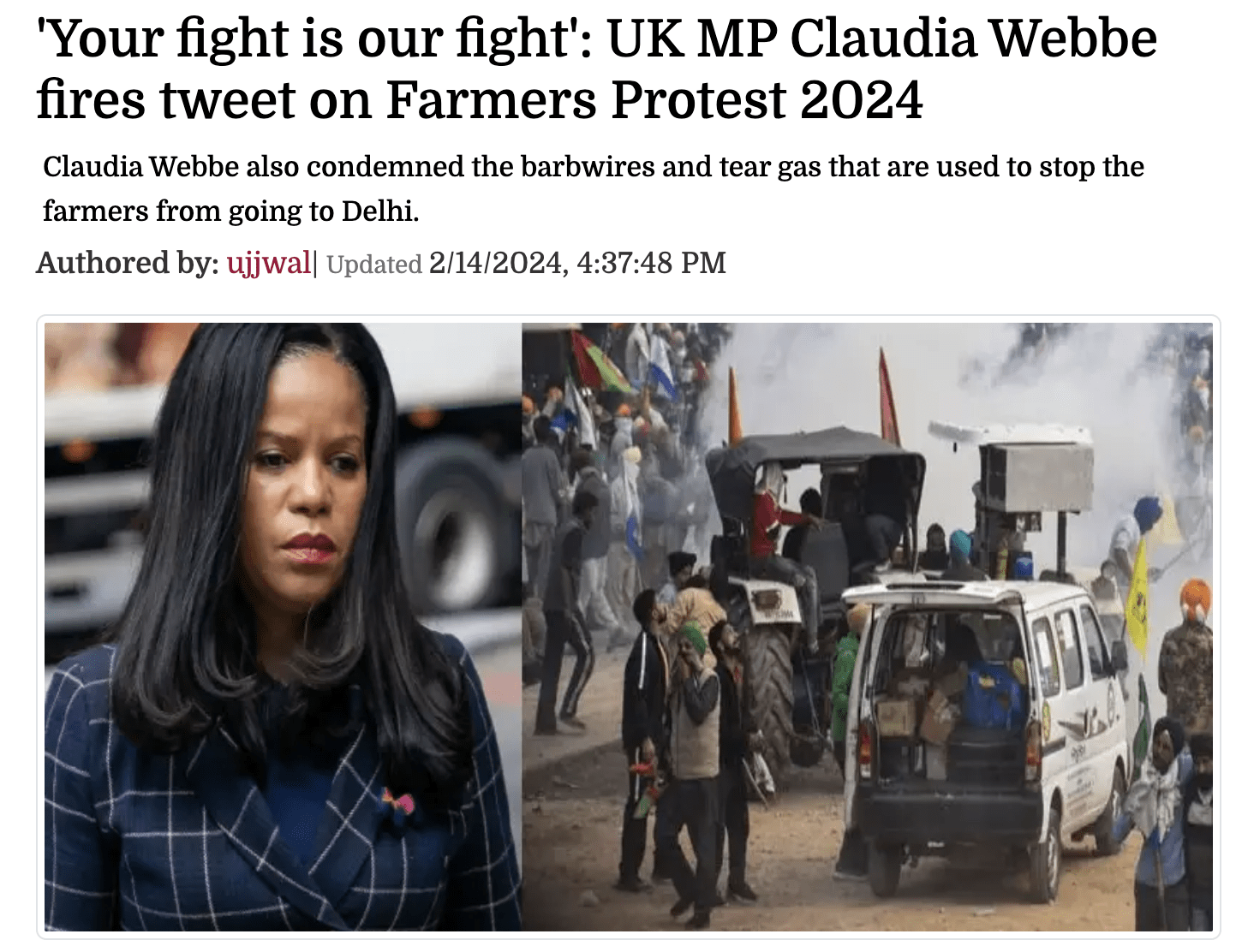 Your Fight Is Our Fight Uk Mp Claudia Webbe Fires Tweet On Farmers