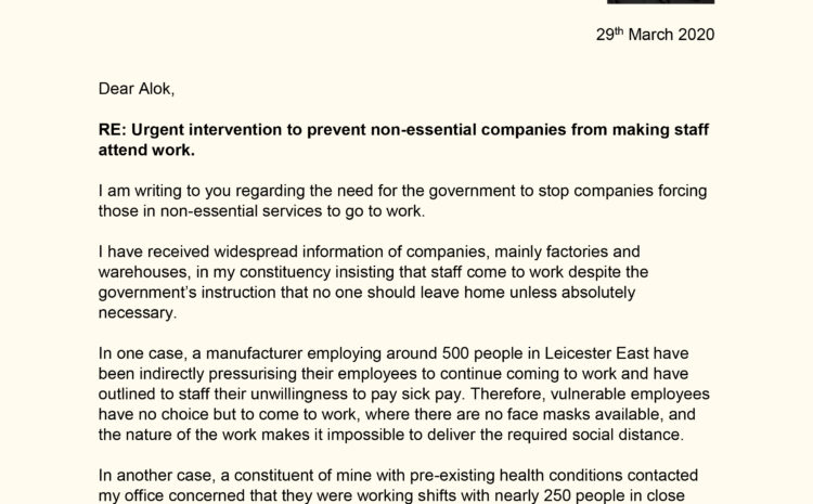  Urgent intervention required to prevent non-essential companies from making staff attend work