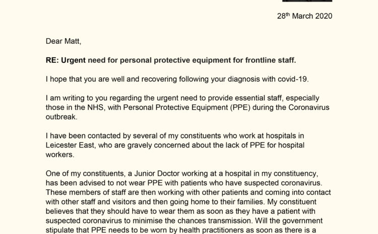  Urgent need for PPE equipment for frontline staff