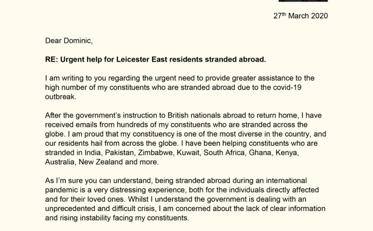  Urgent help required for Leicester East residents stranded abroad