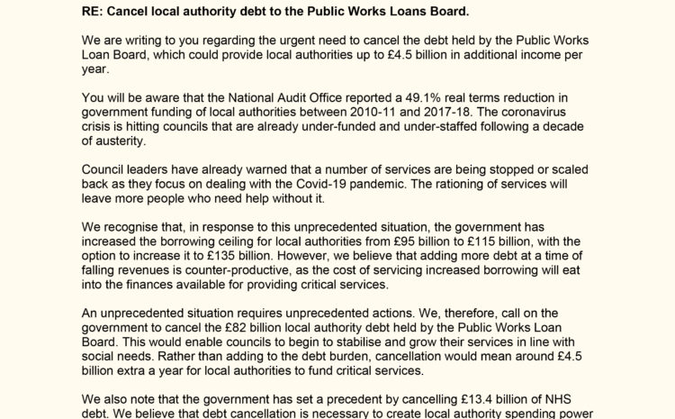  Cancel local authority debt to the Public Works Loans Board