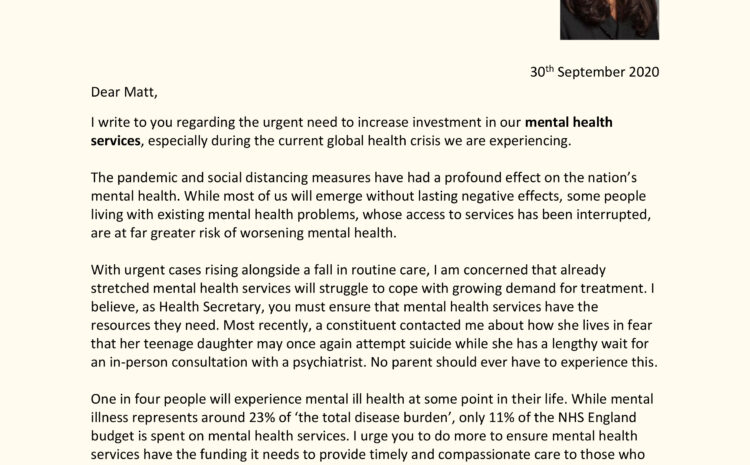  Urgent need to increase investment in Mental Health Services