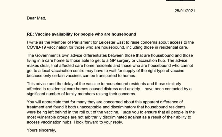  Vaccine availability for people who are housebound