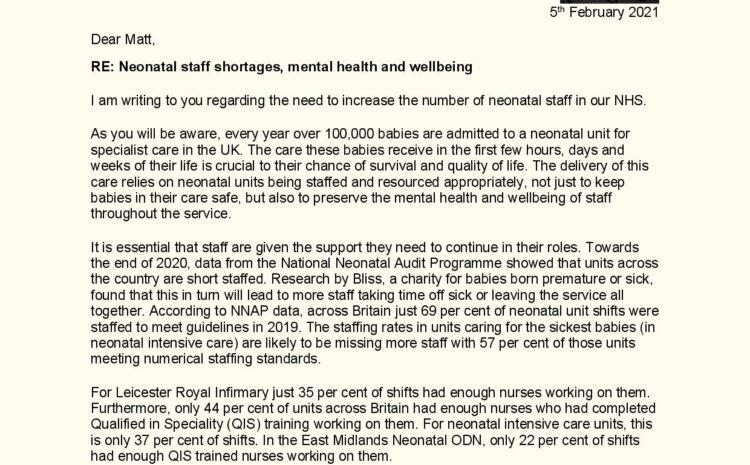  Neonatal Staff Shortages, Mental Health & Wellbeing