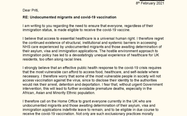  Undocumented Migrants & Covid 19 Vaccination