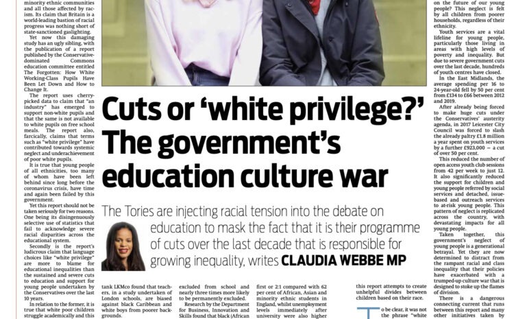  Cuts or ‘white privilege?’ The government’s education culture war