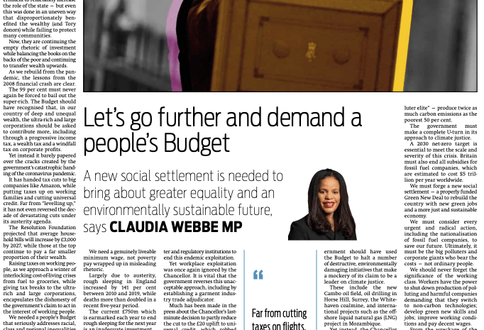  Let’s go further and demand a people’s Budget