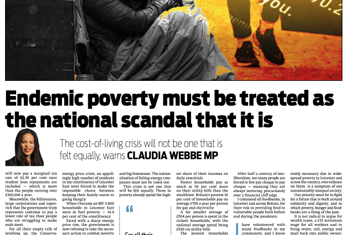  Endemic poverty must be treated as the national scandal that it is