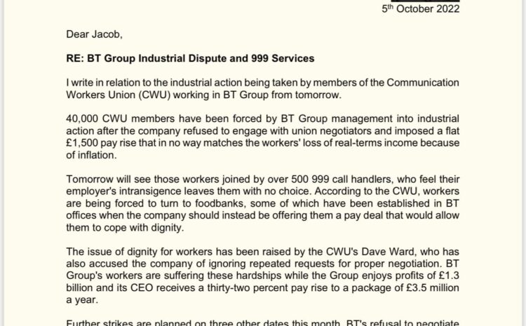  BT Group Industrial Dispute and 999 Services
