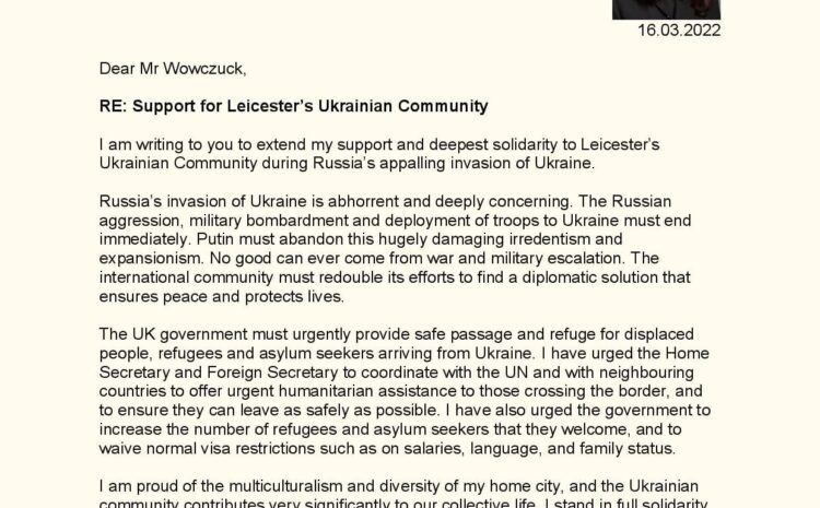  Support for Leicester’s Ukrainian Community