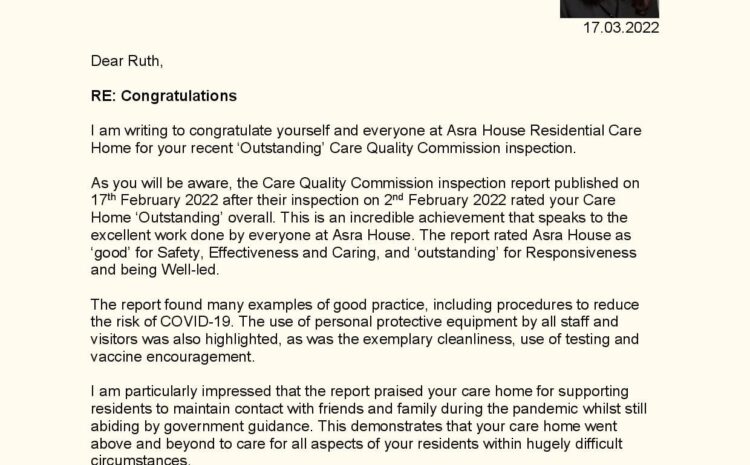  Congratulations Asra House Residental Care Home