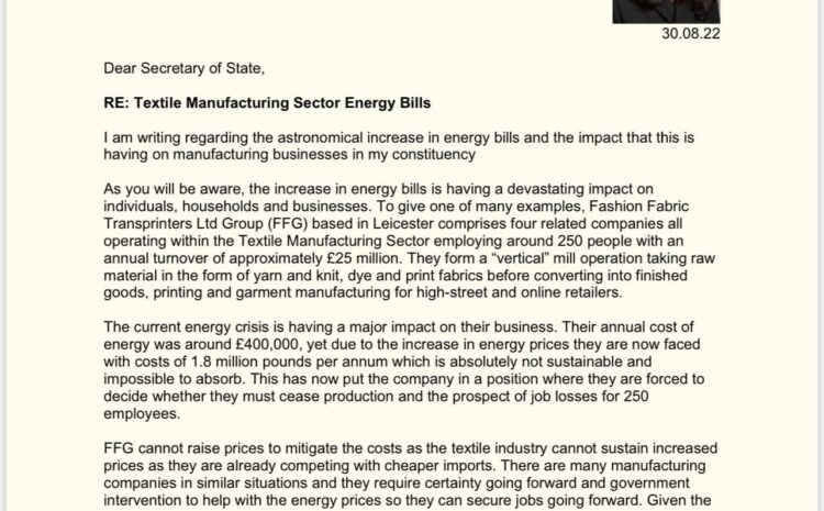  Textile Manufacturing Sector Energy Bills
