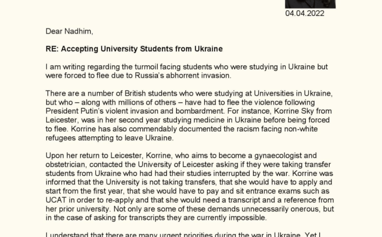  Accepting University Students from Ukraine