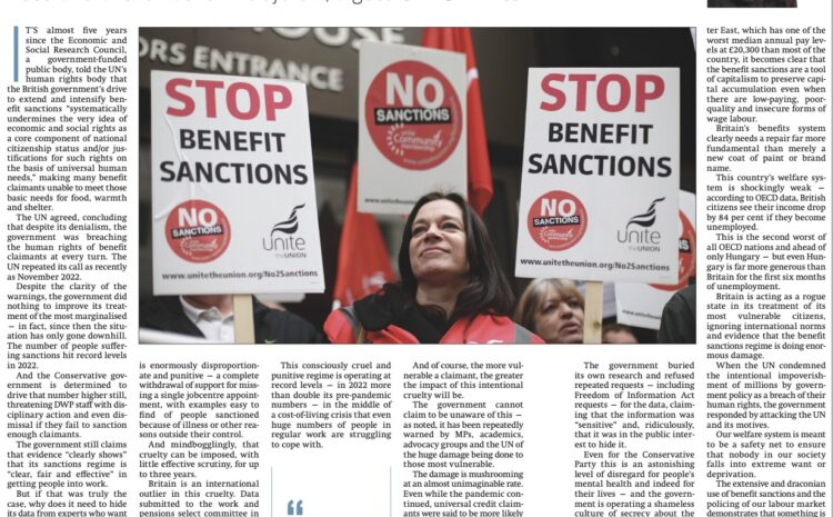  Britain’s benefit sanctions is beyond cruel