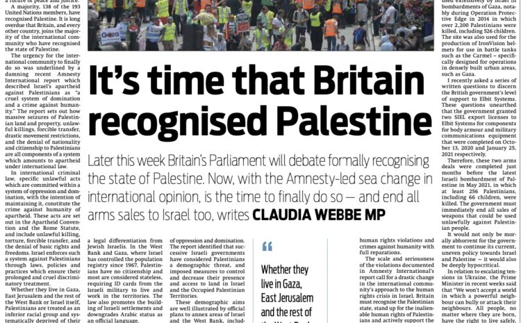  It’s time that Britain recognised Palestine
