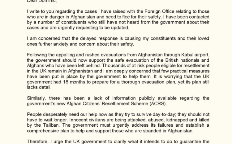  Those who are in danger in Afghanistan and need to flee for their safety.