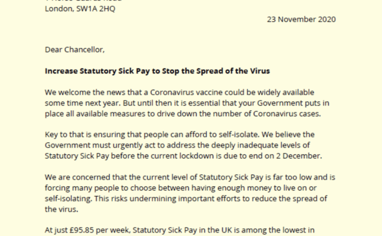  Increase Statutory Sick Pay to Stop the Spread of the Virus