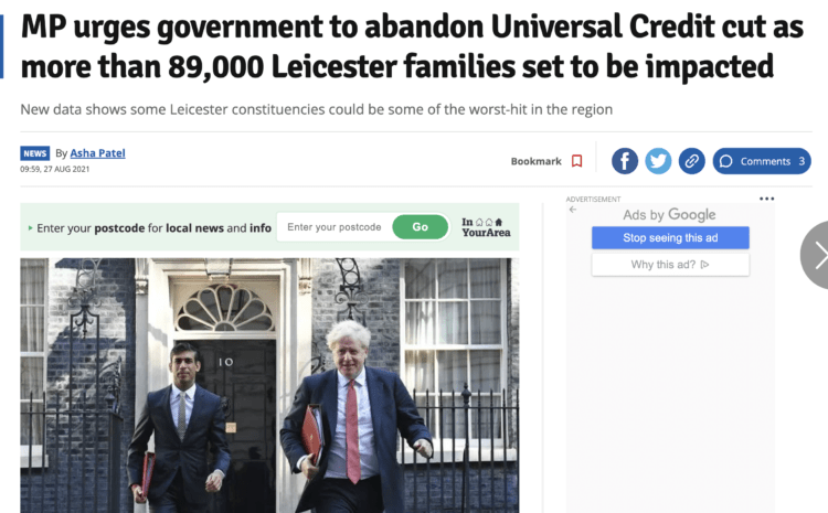  MP urges government to abandon Universal Credit cut as more than 89,000 Leicester families set to be impacted