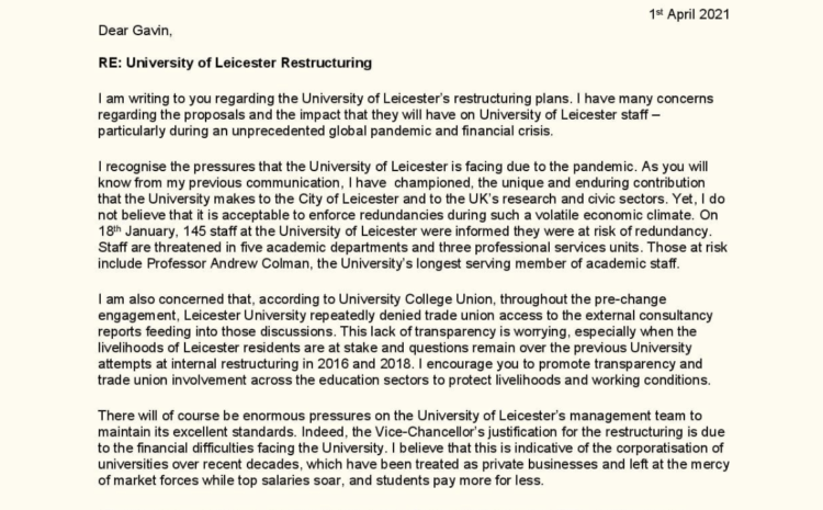  University of Leicester Restructuring