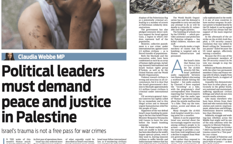  Political leaders must demand peace and justice in Palestine