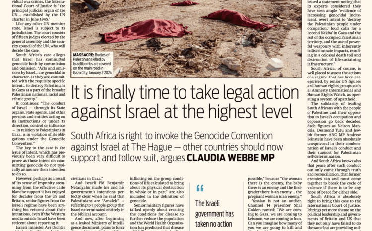  It is finally time to take legal action against Israel at the highest level