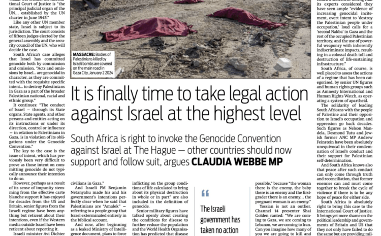  It is finally time to take legal action against Israel at the highest level