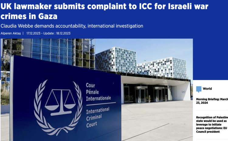  UK lawmaker submits complaint to ICC for Israeli war crimes in Gaza