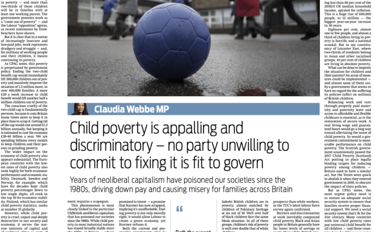  Child poverty is appalling and discriminatory – no party unwilling to commit to fixing it is fit to govern