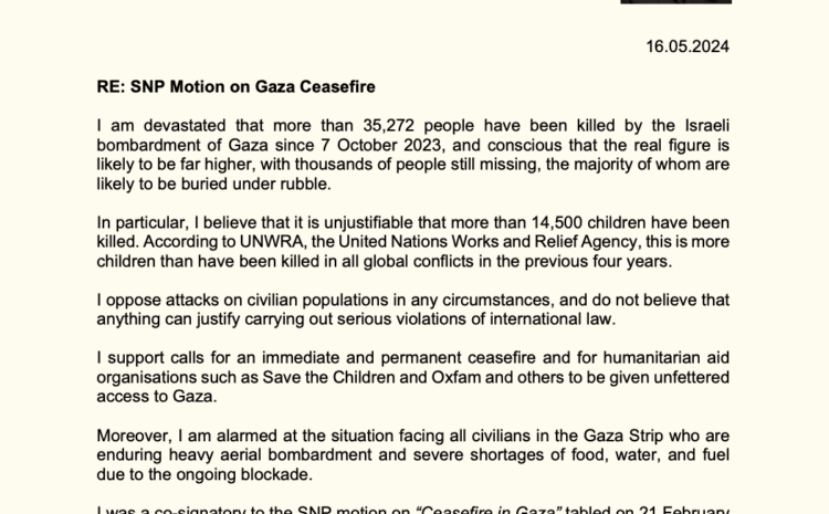  SNP Motion on Gaza Ceasefire