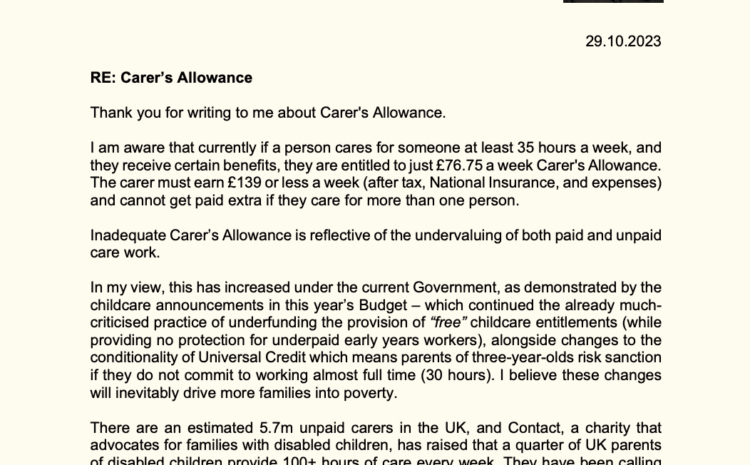  Carer’s Allowance