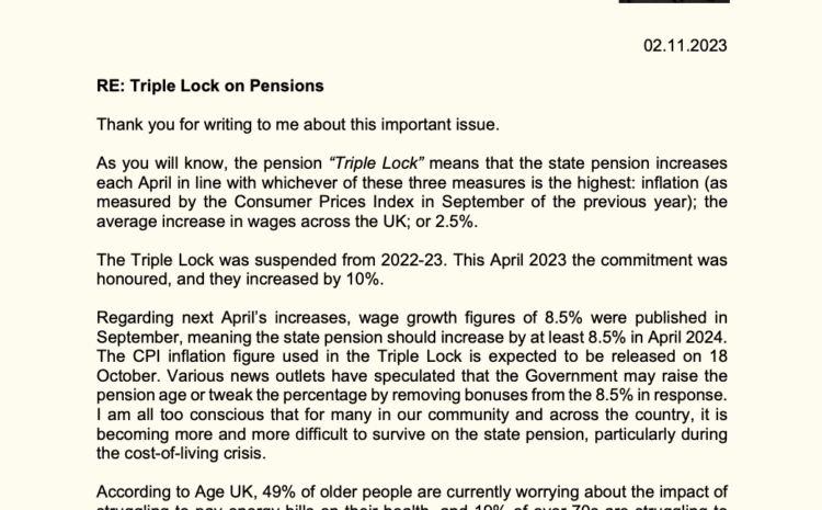  Triple Lock on Pensions