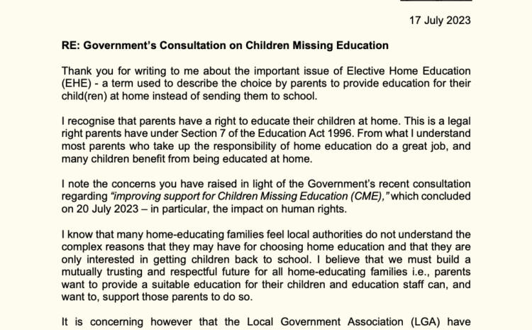  Government’s Consultation on Children Missing Education