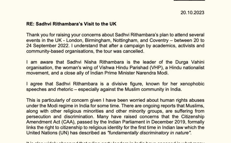  Sadhvi Rithambara’s Visit to the UK