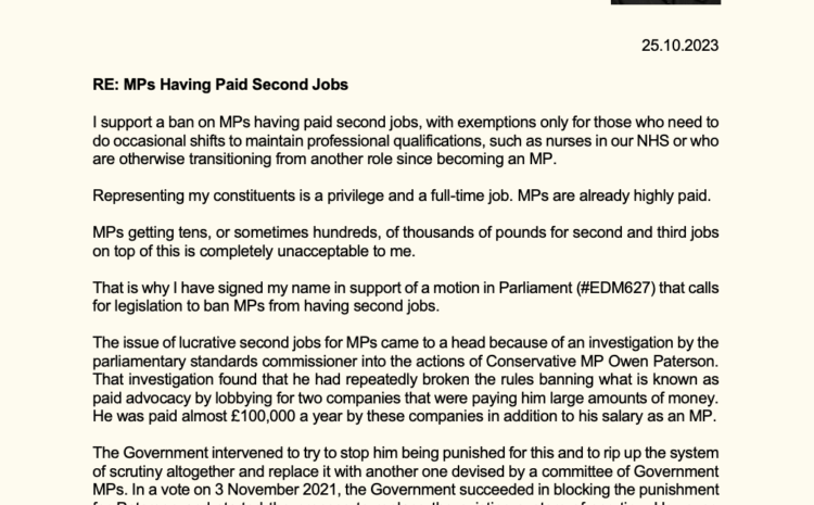  MPs Having Paid Second Jobs