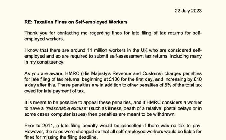  Taxation Fines on Self-employed Workers