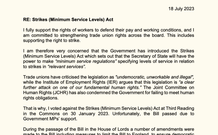  Strikes (Minimum Service Levels) Act