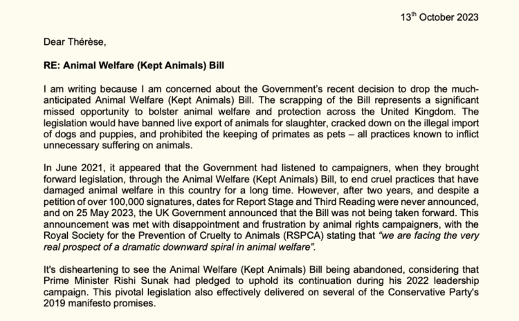  Animal Welfare (Kept Animals) Bill