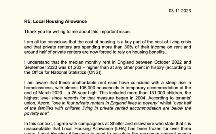  Local Housing Allowance