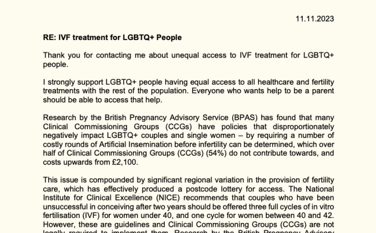  IVF treatment for LGBTQ+ People