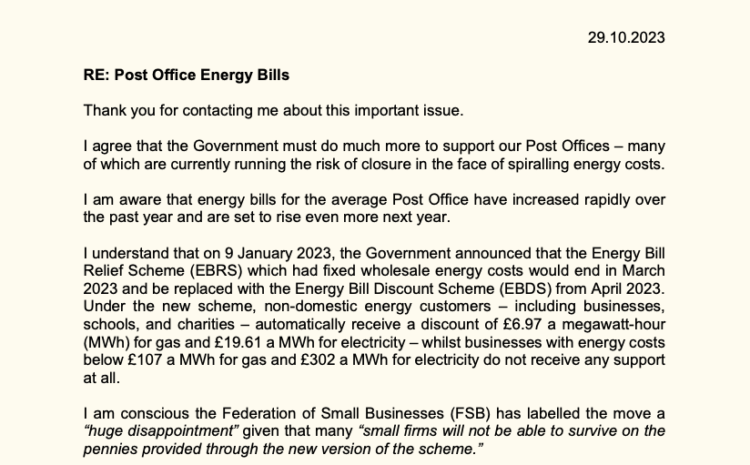  Post Office Energy Bills