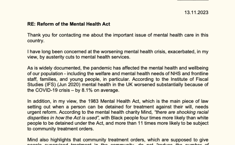  Reform of the Mental Health Act