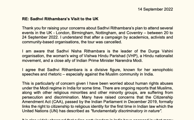  Sadhvi Rithambara’s Visit to the UK