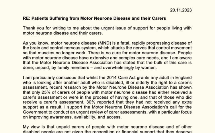  Patients Suffering from Motor Neurone Disease and their Carers