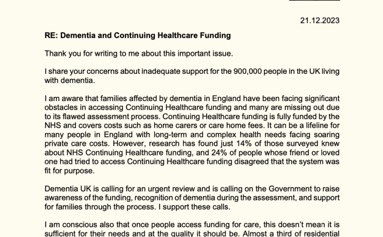  Dementia and Continuing Healthcare Funding