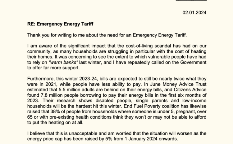  Emergency Energy Tariff