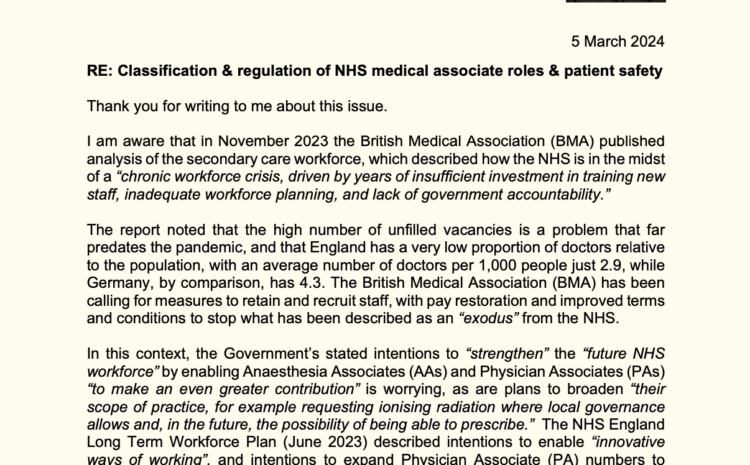  Classification & Regulation of NHS Medical Associate Roles & Patient Safety