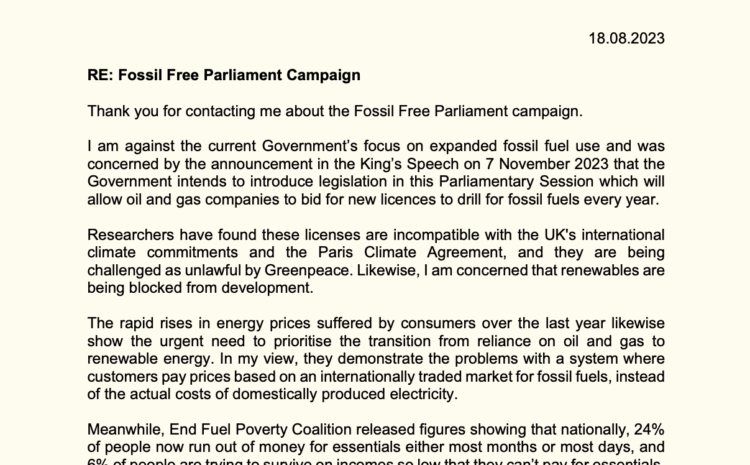  Fossil Free Parliament Campaign