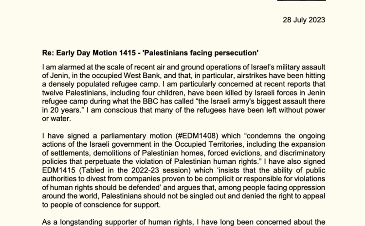  EDM 1415 – ‘Palestinians facing Persecution’