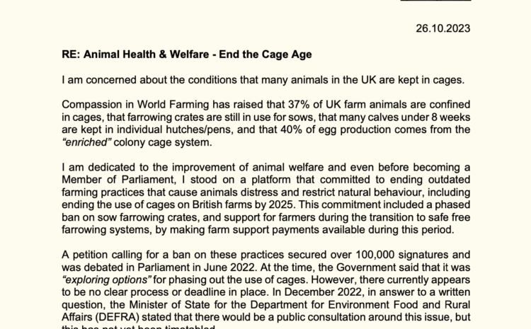  Animal Health & Welfare – End the Cage Age 